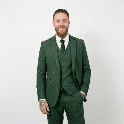 Elegant Herringbone Men's Suit for Weddings