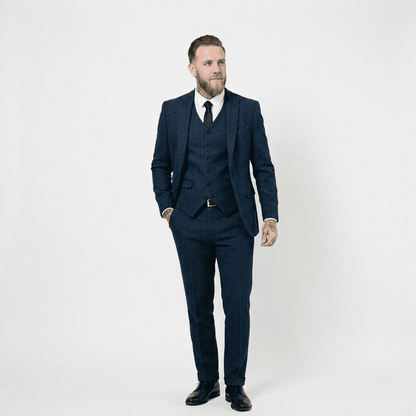 Elegant Herringbone Men's Suit for Weddings