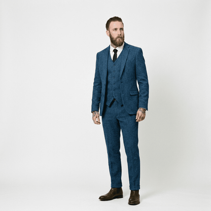 Elegant Herringbone Men's Suit for Weddings
