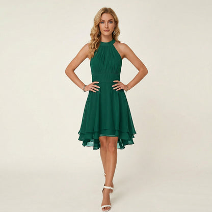 Elegant High-Low Black Cocktail Dress for Weddings and Parties