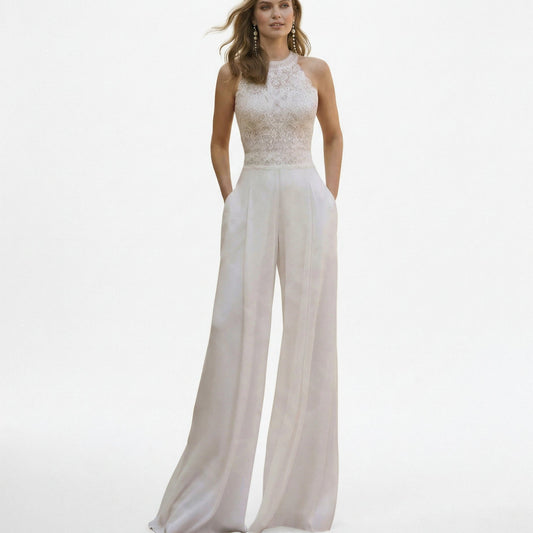 Elegant Lace Jumpsuit Wedding Dress for Modern Brides