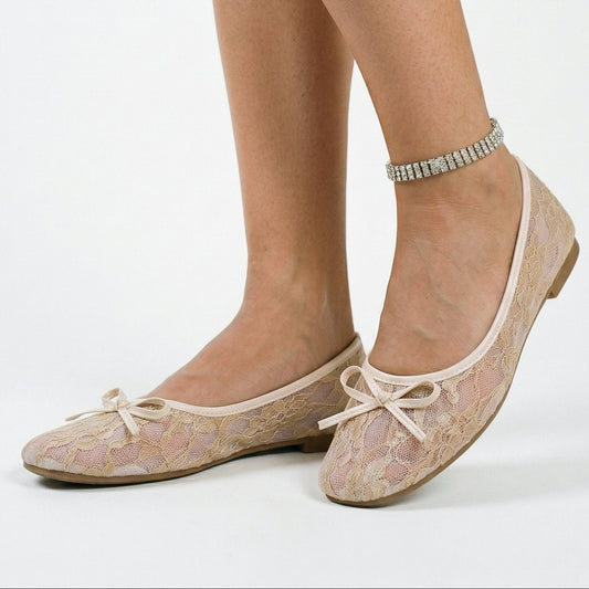 Elegant Lace Mesh Ballet Flats for Women