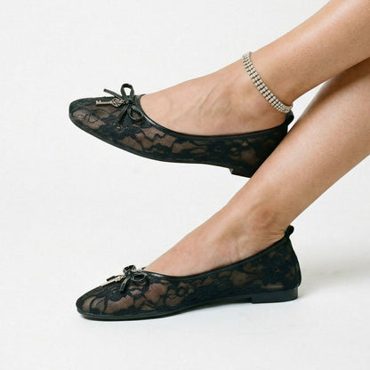 Elegant Lace Mesh Ballet Flats for Women