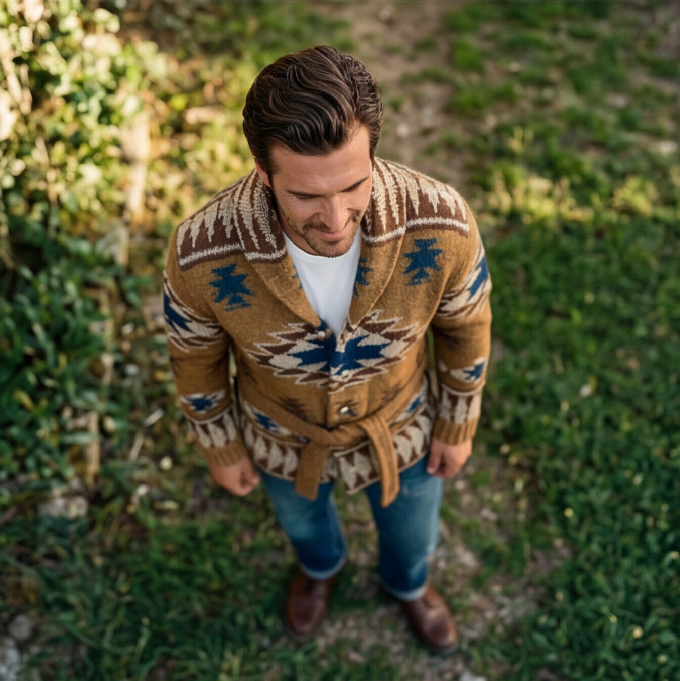 Elegant Mens Cardigan Sweater for Winter