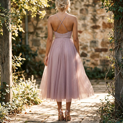 Elegant Midi Tulle Cocktail Dress for Women's Special Occasions DONE