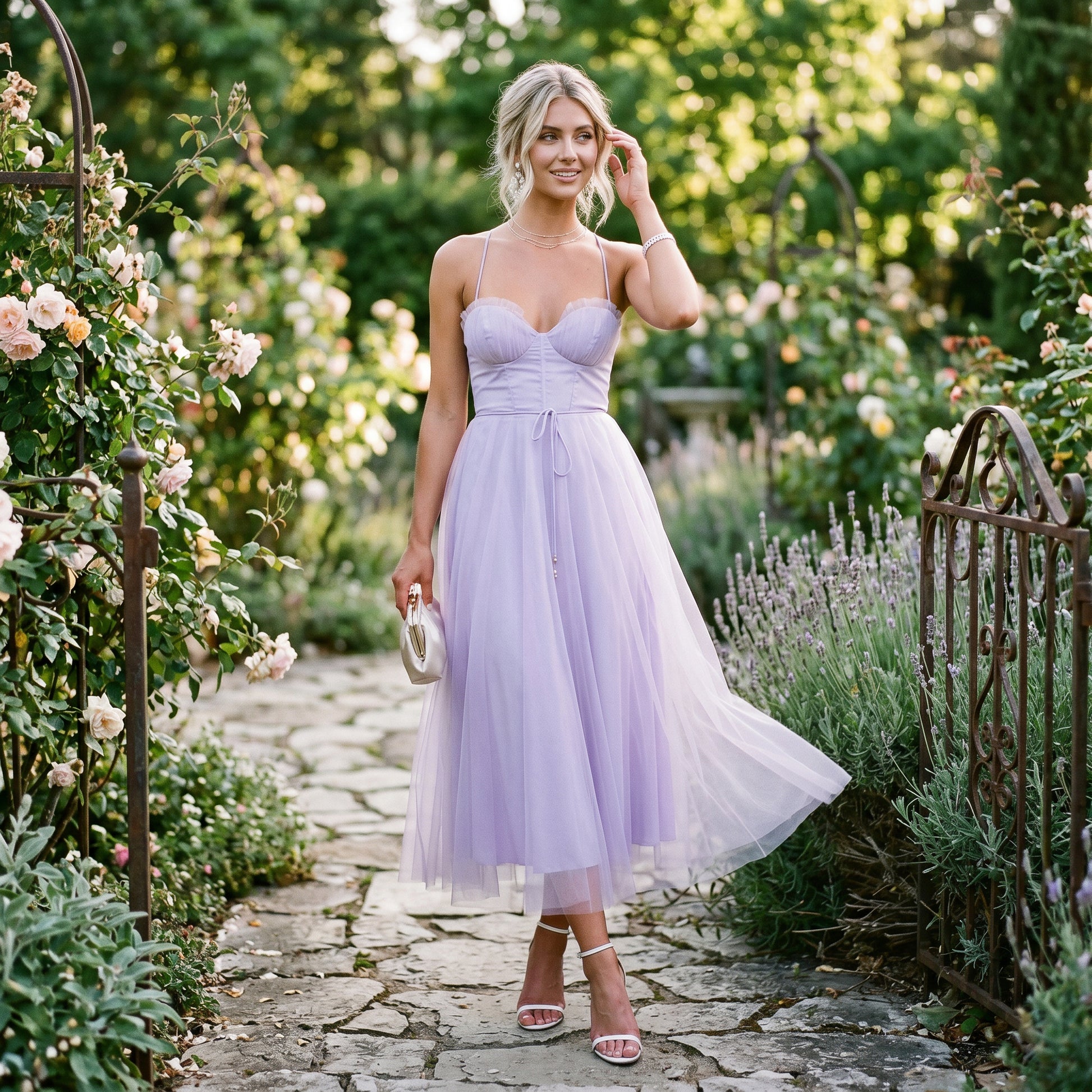Elegant Midi Tulle Cocktail Dress for Women's Special Occasions DONE