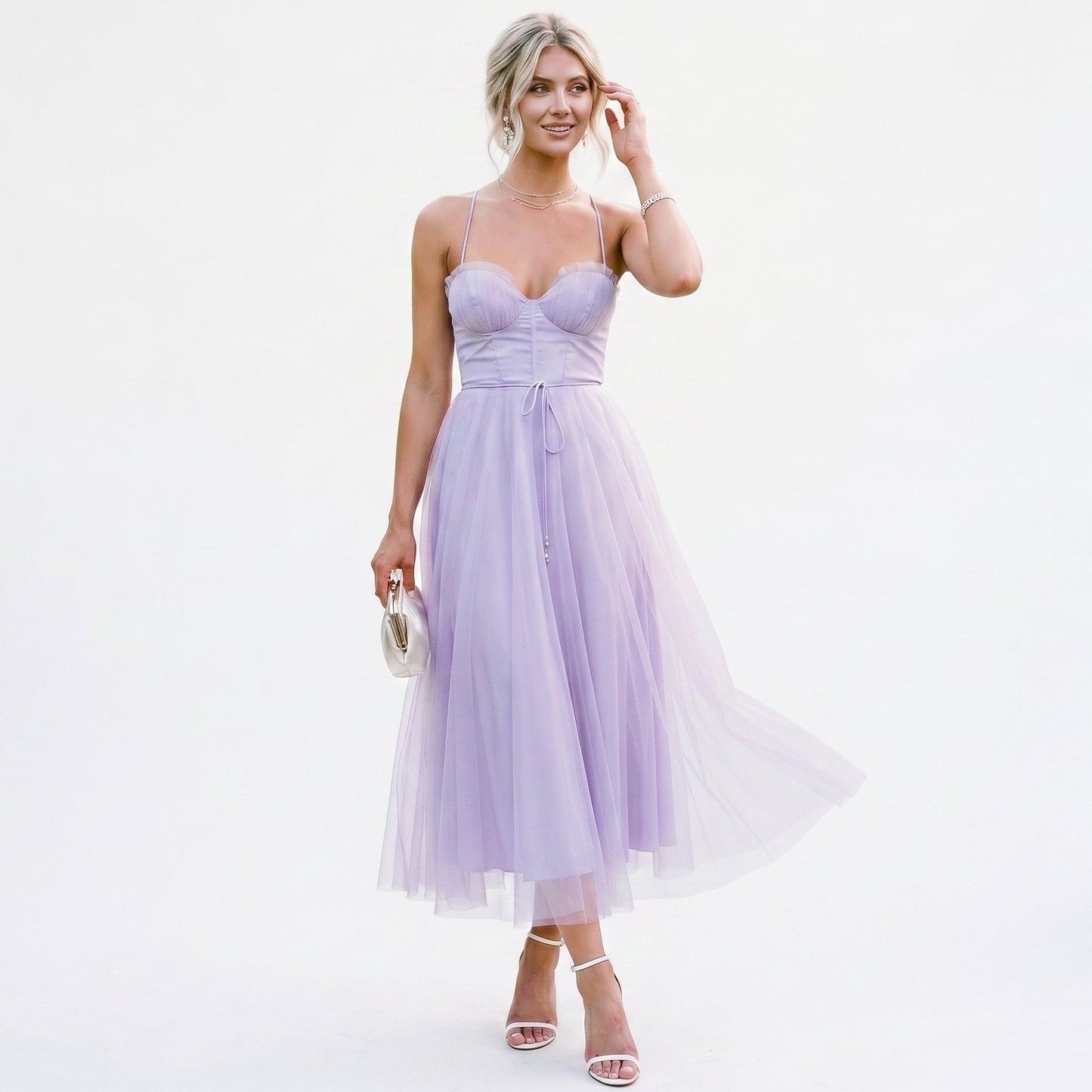 Elegant Midi Tulle Cocktail Dress for Women's Special Occasions DONE