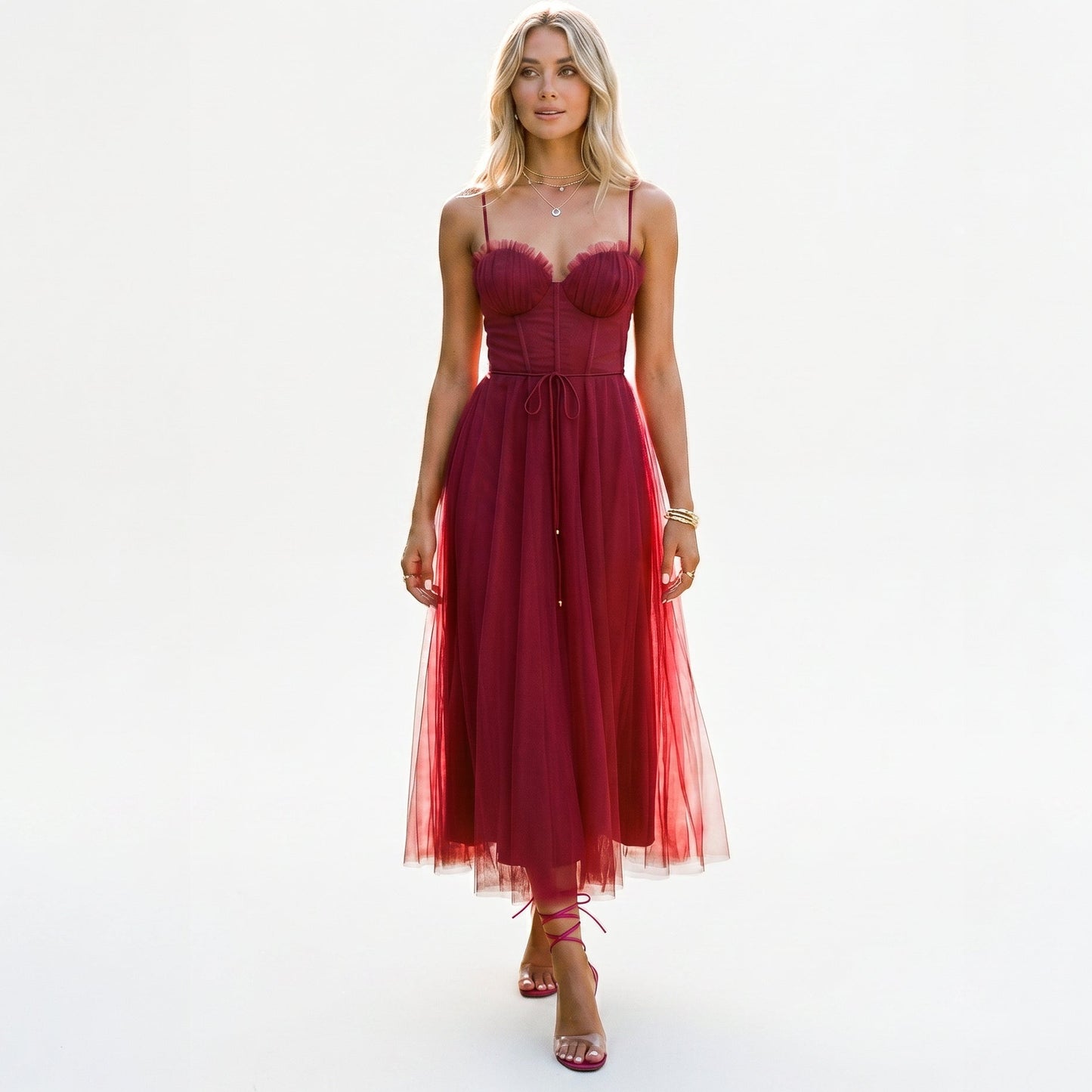 Elegant Midi Tulle Cocktail Dress for Women's Special Occasions DONE