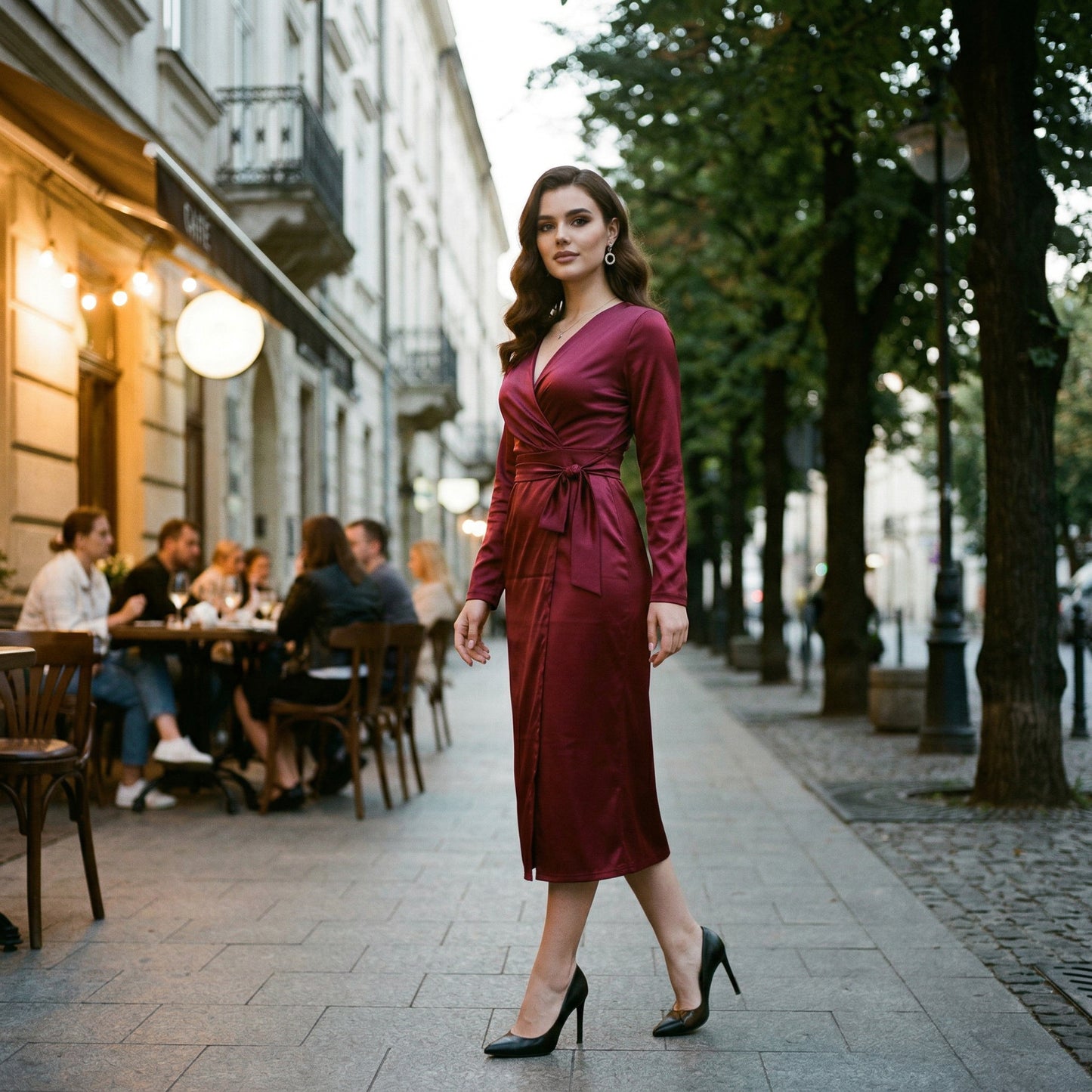 Elegant Midi Wrap Dress for Women