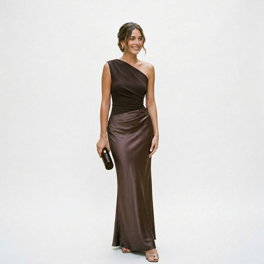 Elegant One Shoulder Maxi Dress - Women's Summer Formal Dress
