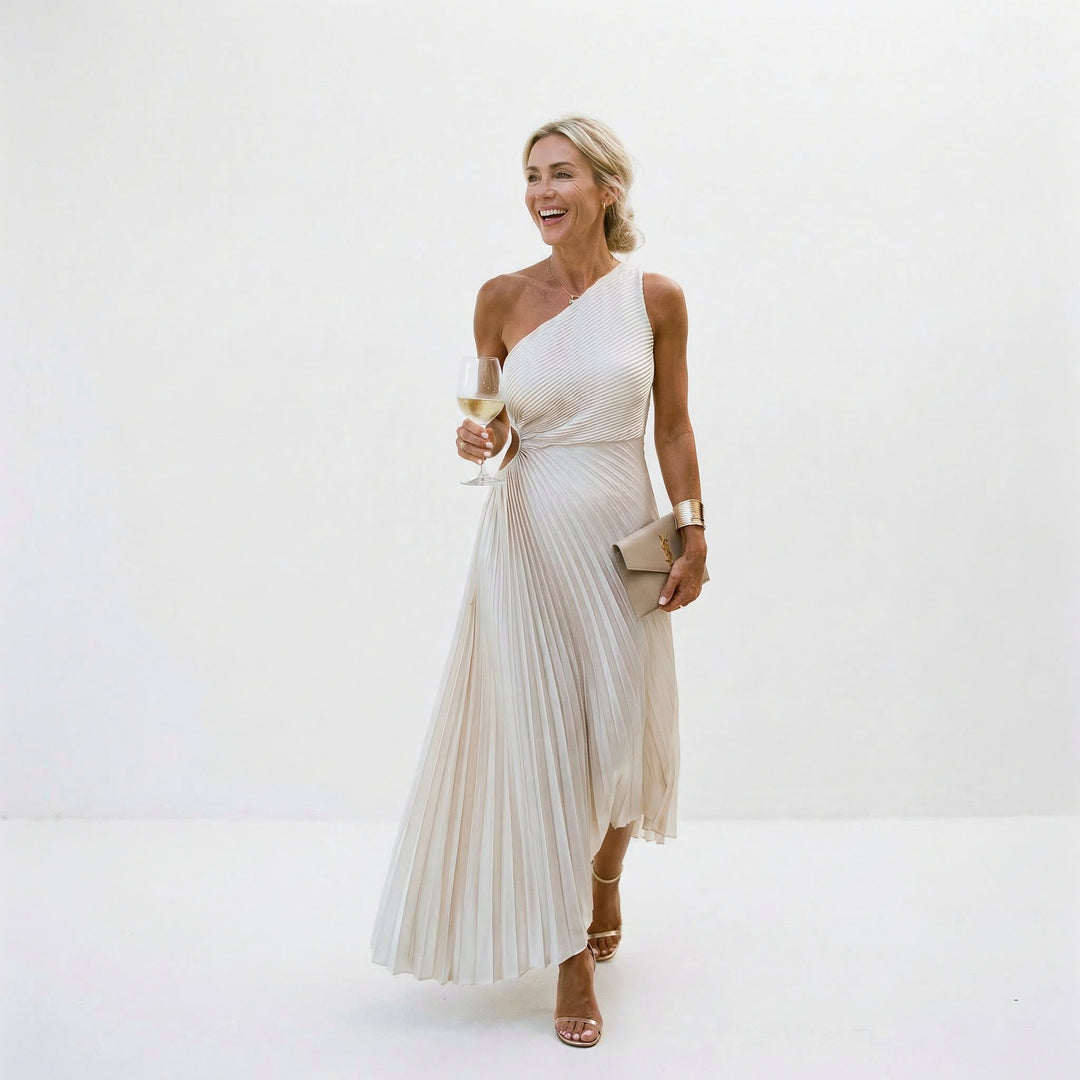 one shoulder wedding guest dresses Elegant One-Shoulder Wedding Guest Dress for Summer – OLENOVA