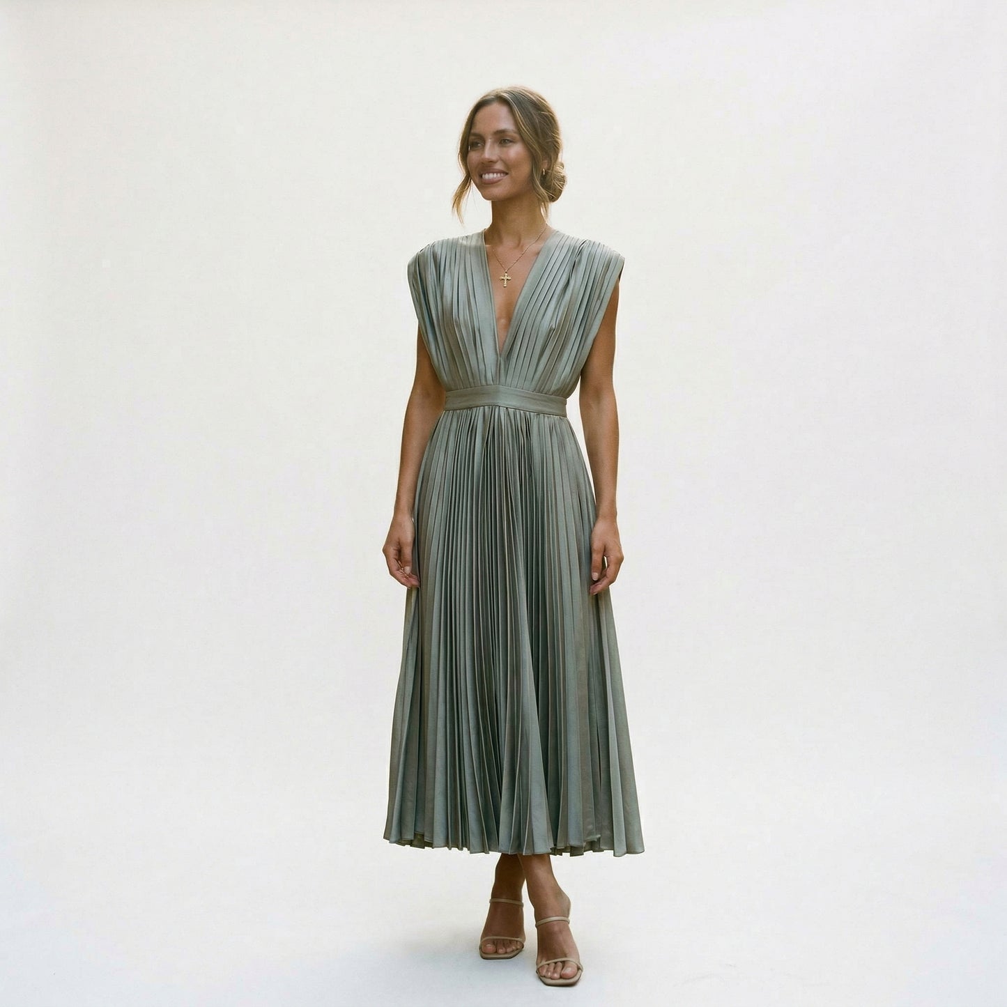 Elegant Pleated Maxi Dress for Women