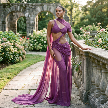 Elegant Purple Formal Dress for Wedding Guests and Cocktail Parties DONE