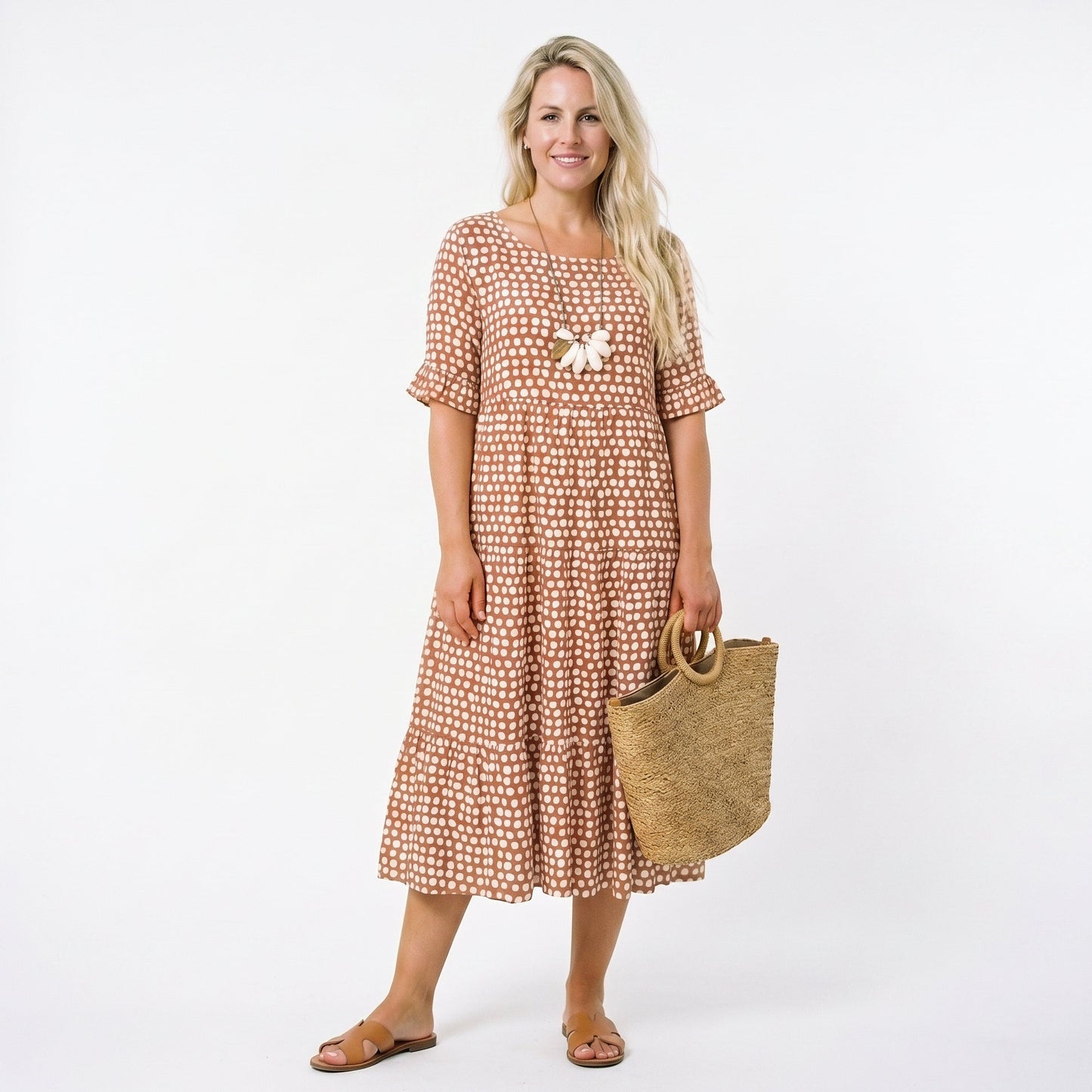 Elegant Short Sleeve Midi Dress for Women DONE