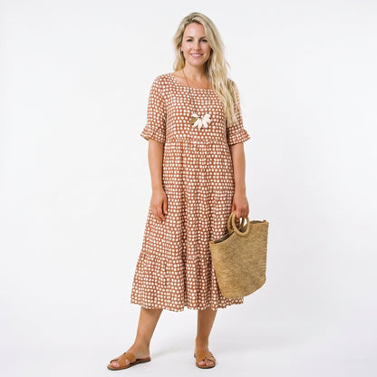 Elegant Short Sleeve Midi Dress for Women DONE