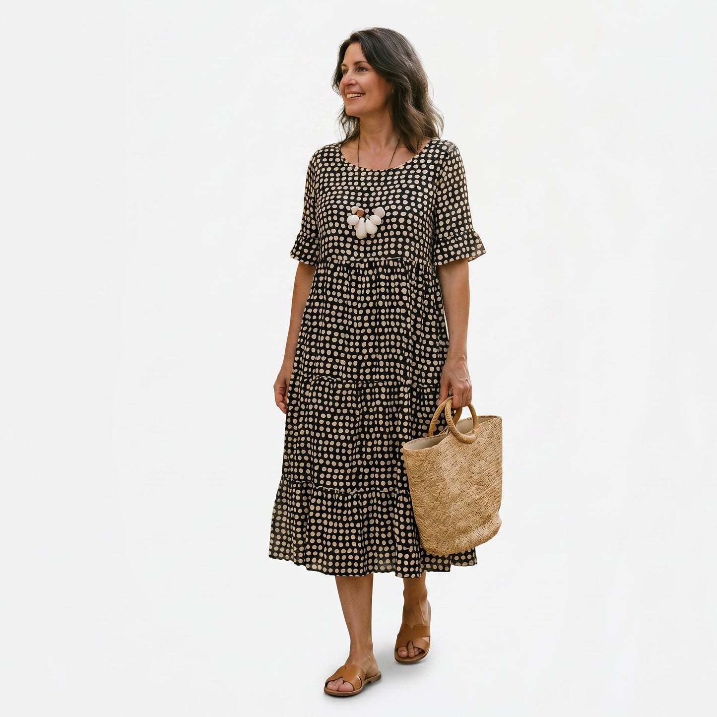 Elegant Short Sleeve Midi Dress for Women DONE