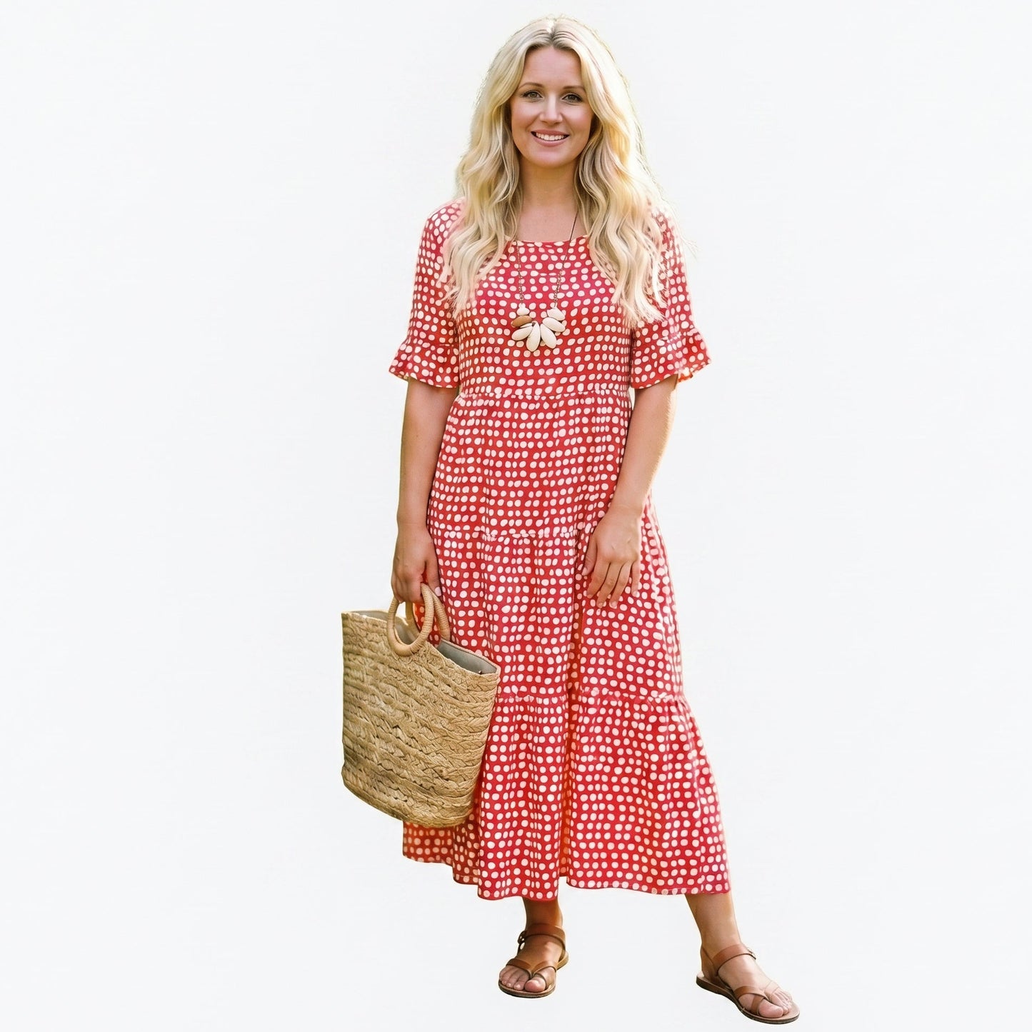 Elegant Short Sleeve Midi Dress for Women DONE