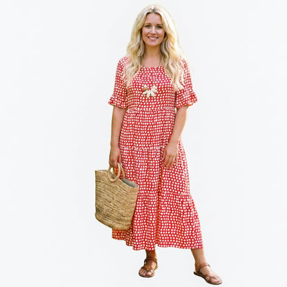 Elegant Short Sleeve Midi Dress for Women DONE