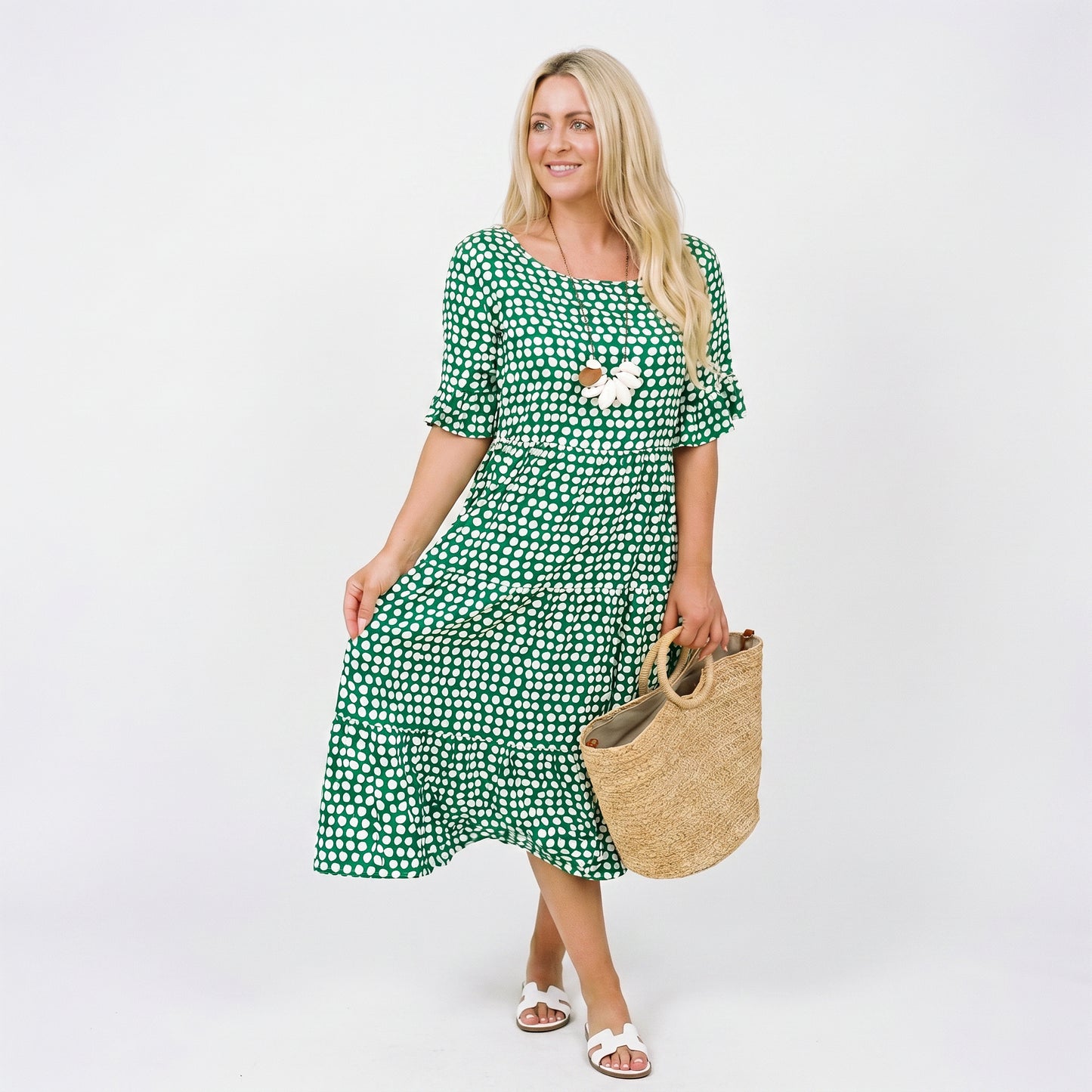 Elegant Short Sleeve Midi Dress for Women DONE