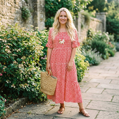 Elegant Short Sleeve Midi Dress for Women DONE