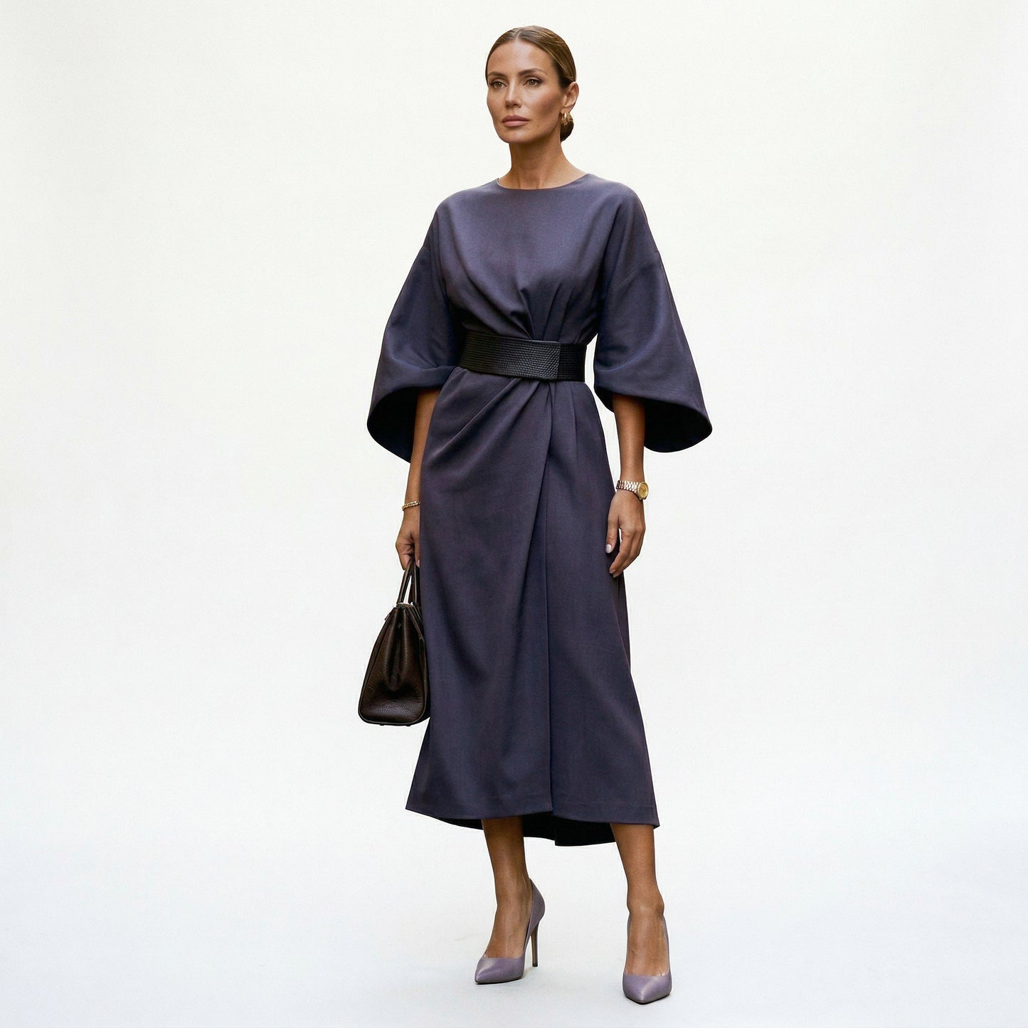 Elegant Summer Lantern Sleeve Dress for Wedding Guests and Formal Events