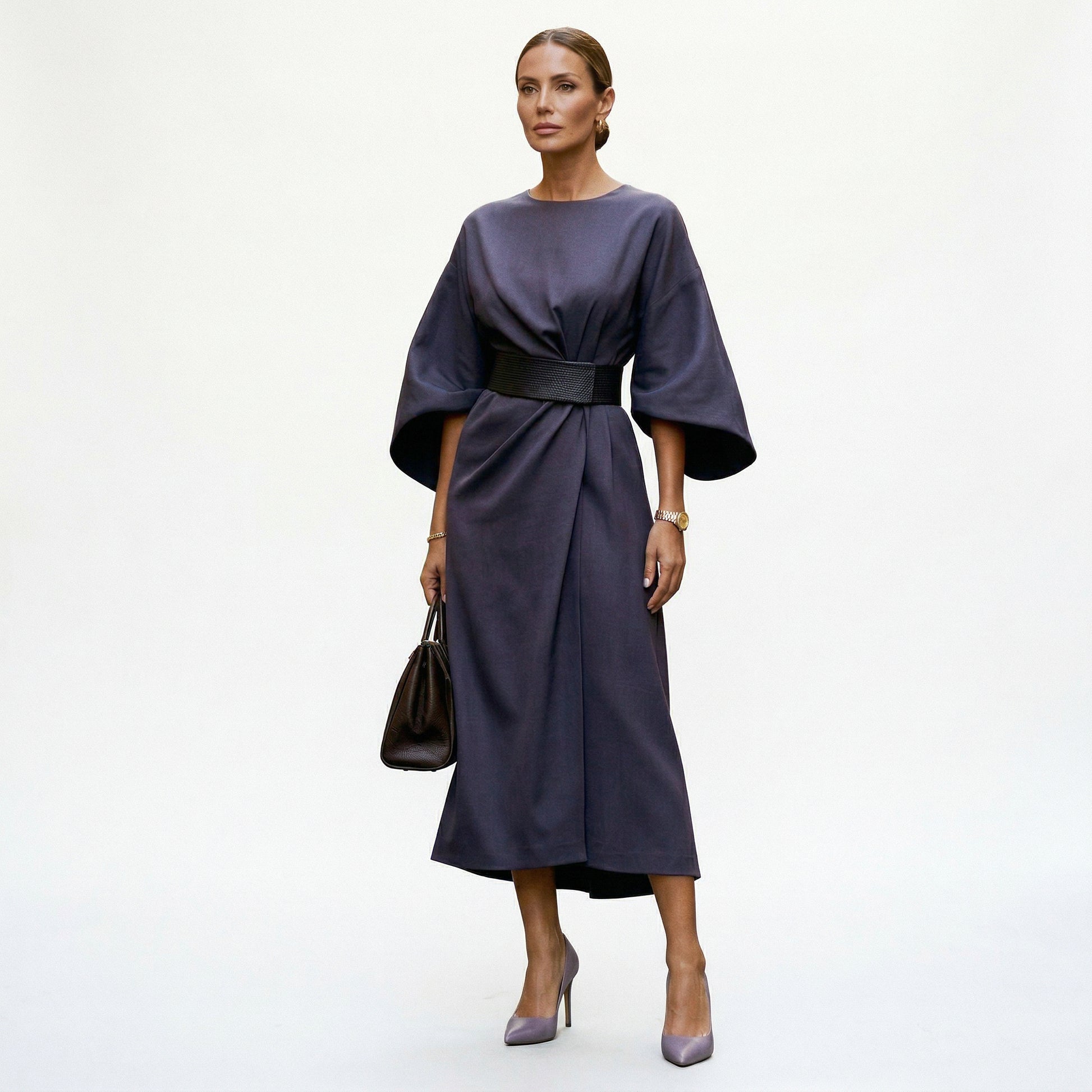 Elegant Summer Lantern Sleeve Dress for Wedding Guests and Formal Events
