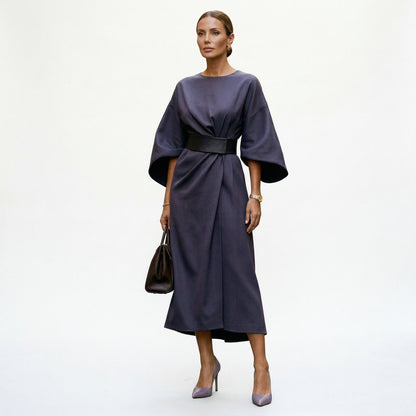 Elegant Summer Lantern Sleeve Dress for Wedding Guests and Formal Events