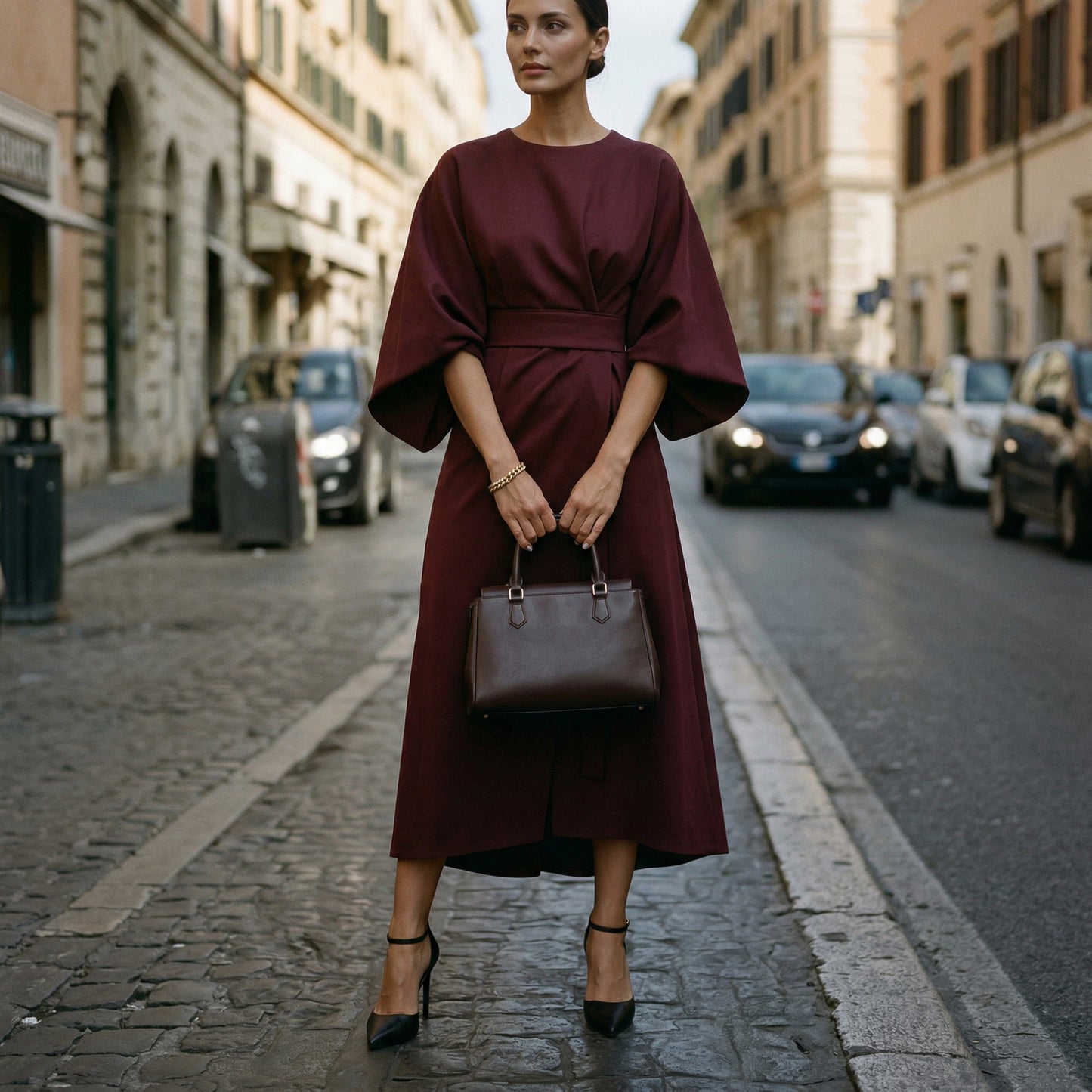 Elegant Summer Lantern Sleeve Dress for Wedding Guests and Formal Events