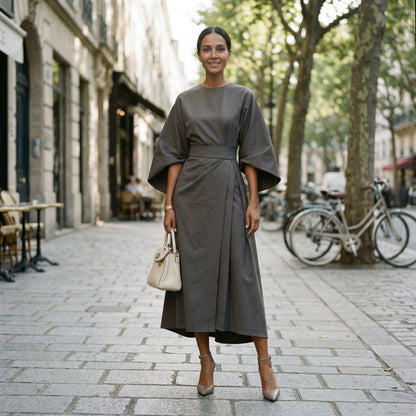 Elegant Summer Lantern Sleeve Dress for Wedding Guests and Formal Events