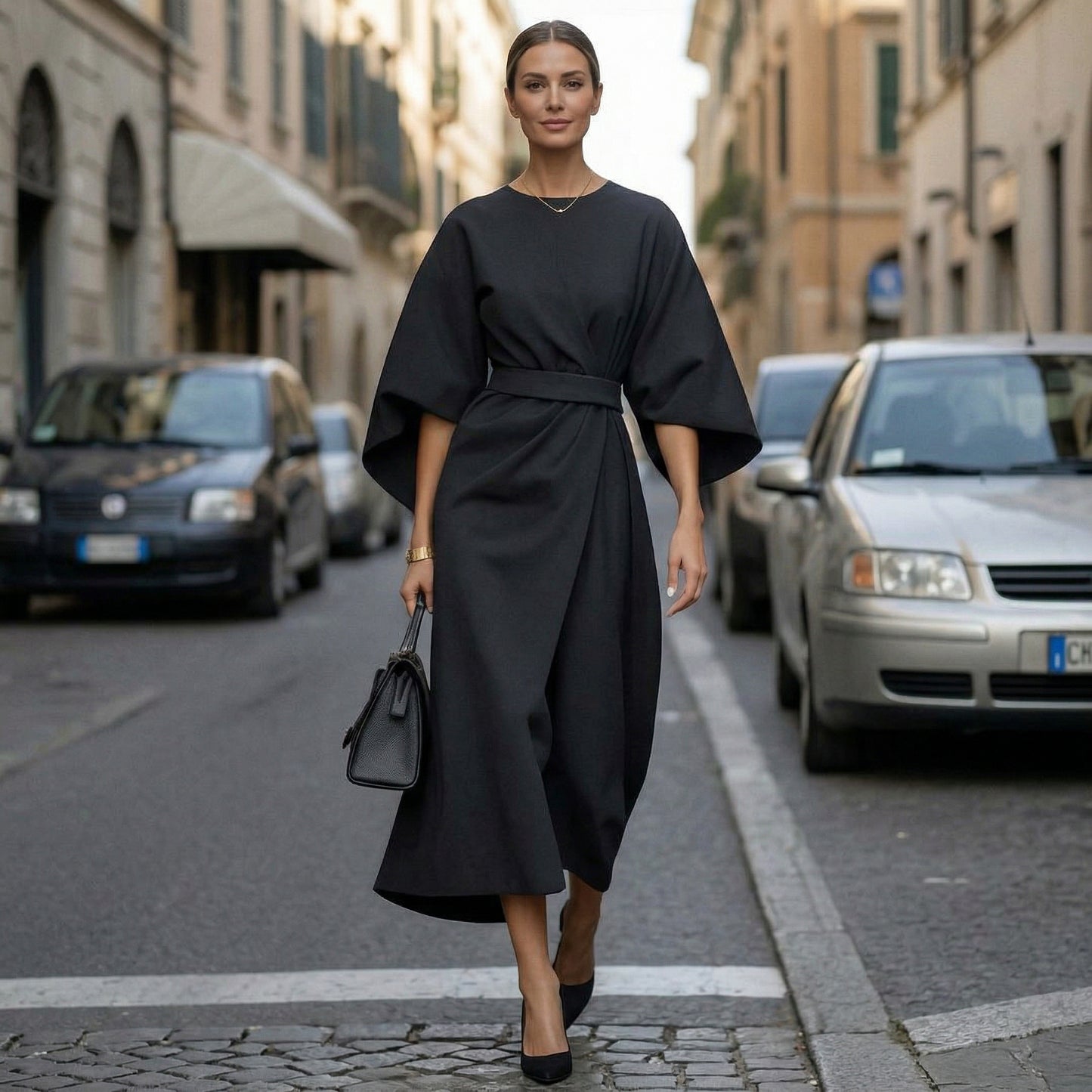 Elegant Summer Lantern Sleeve Dress for Wedding Guests and Formal Events