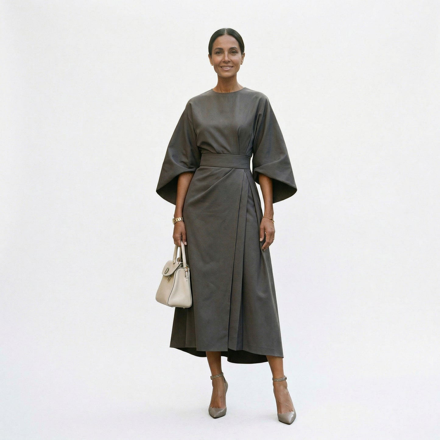 Elegant Summer Lantern Sleeve Dress for Wedding Guests and Formal Events