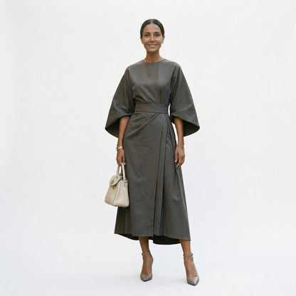 Elegant Summer Lantern Sleeve Dress for Wedding Guests and Formal Events