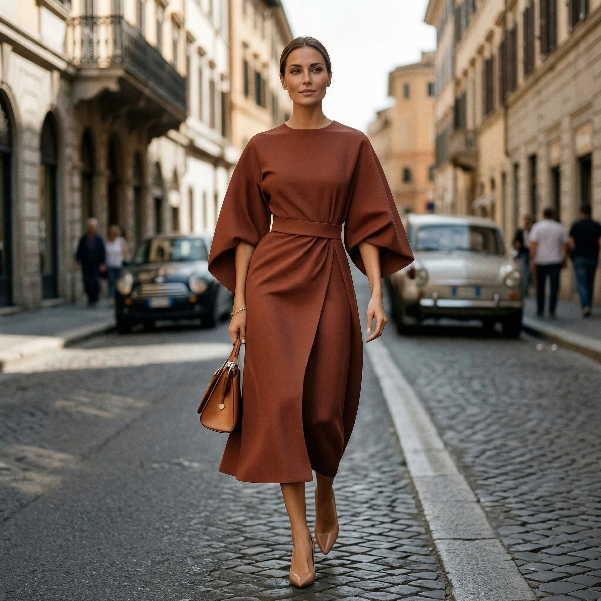 Elegant Summer Lantern Sleeve Dress for Wedding Guests and Formal Events