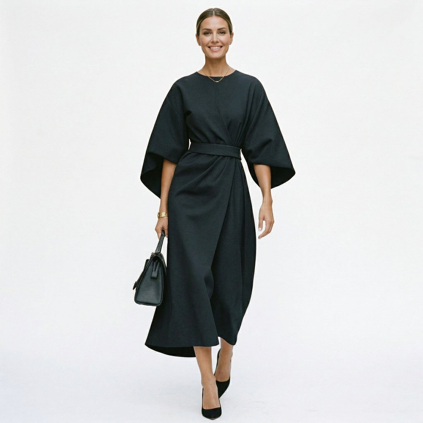 Elegant Summer Lantern Sleeve Dress for Wedding Guests and Formal Events
