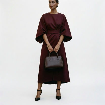 Elegant Summer Lantern Sleeve Dress for Wedding Guests and Formal Events