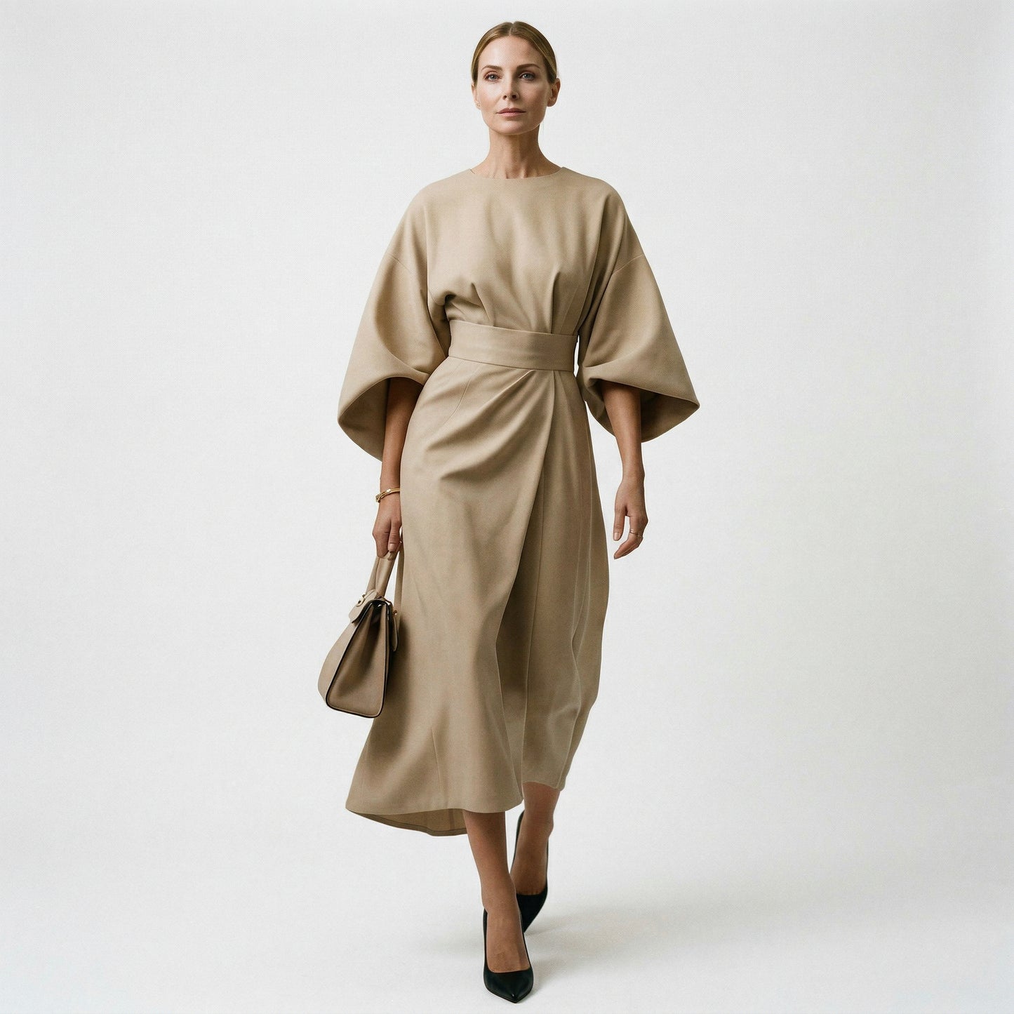 Elegant Summer Lantern Sleeve Dress for Wedding Guests and Formal Events