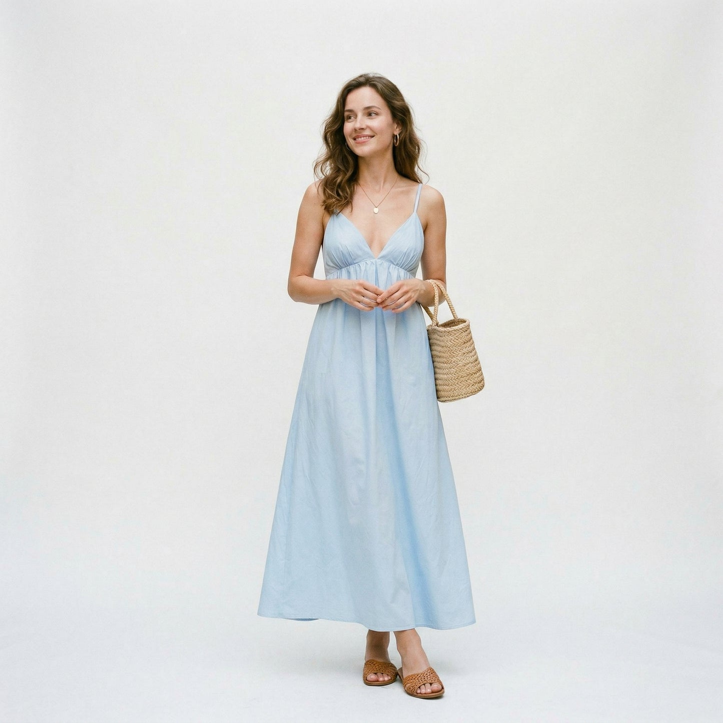 Elegant White Maxi Dress for Women with Open Back Design