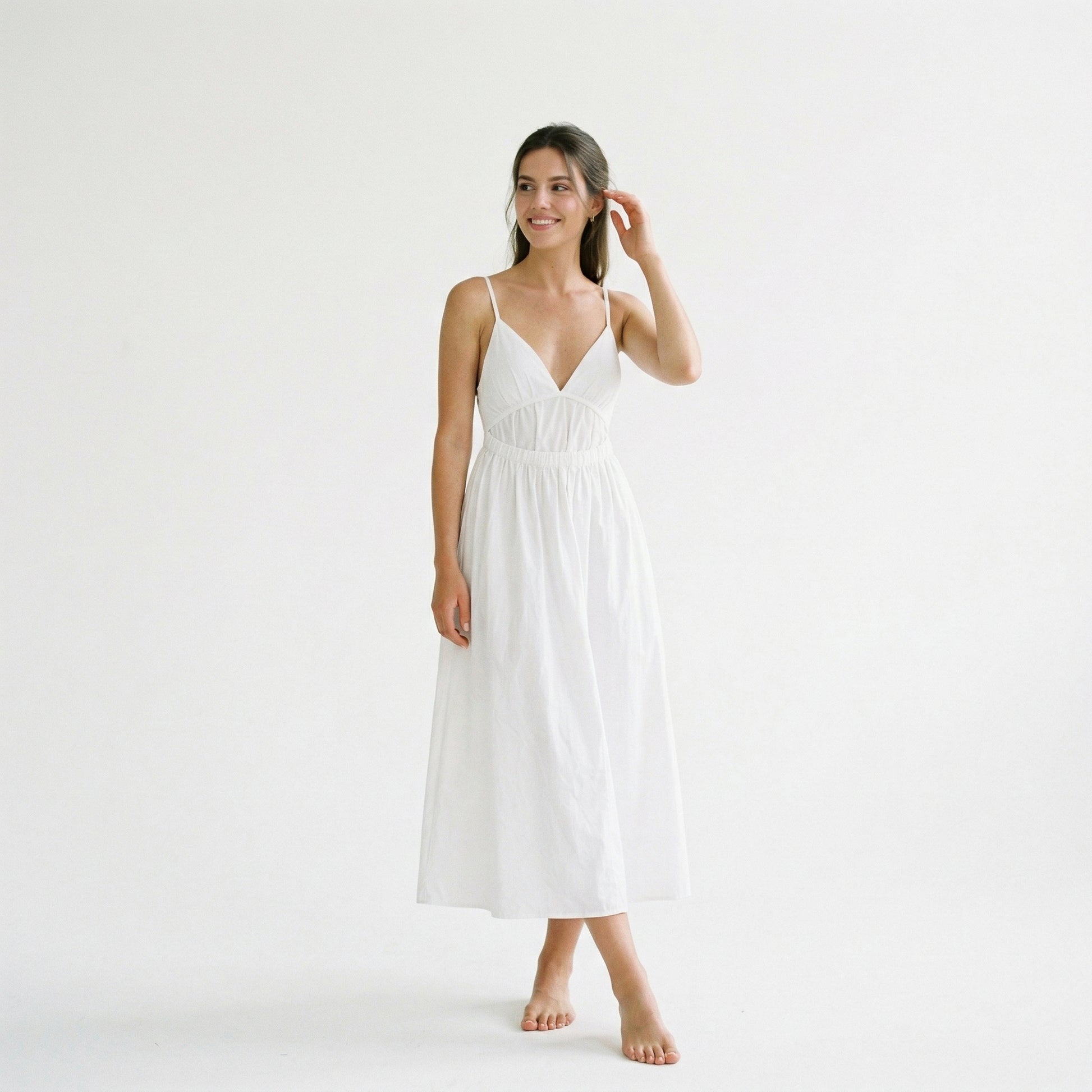 Elegant White Maxi Dress for Women with Open Back Design