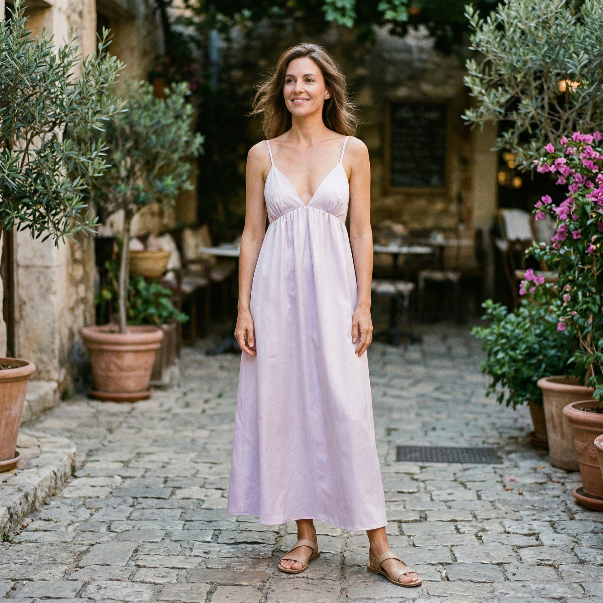 Elegant White Maxi Dress for Women with Open Back Design