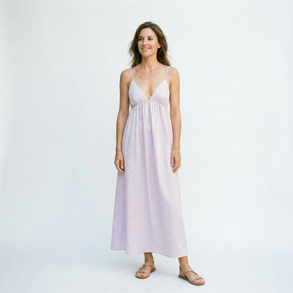 Elegant White Maxi Dress for Women with Open Back Design