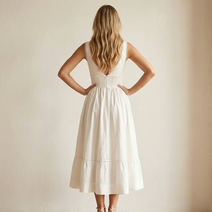 Elegant White Midi Cocktail Dress for Women