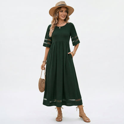 Elegant White Midi Dress for Women with Long Sleeves