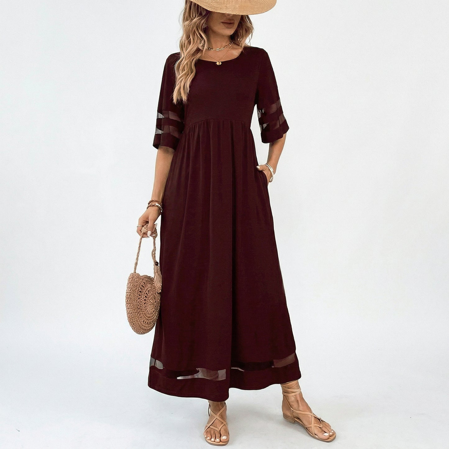 Elegant White Midi Dress for Women with Long Sleeves
