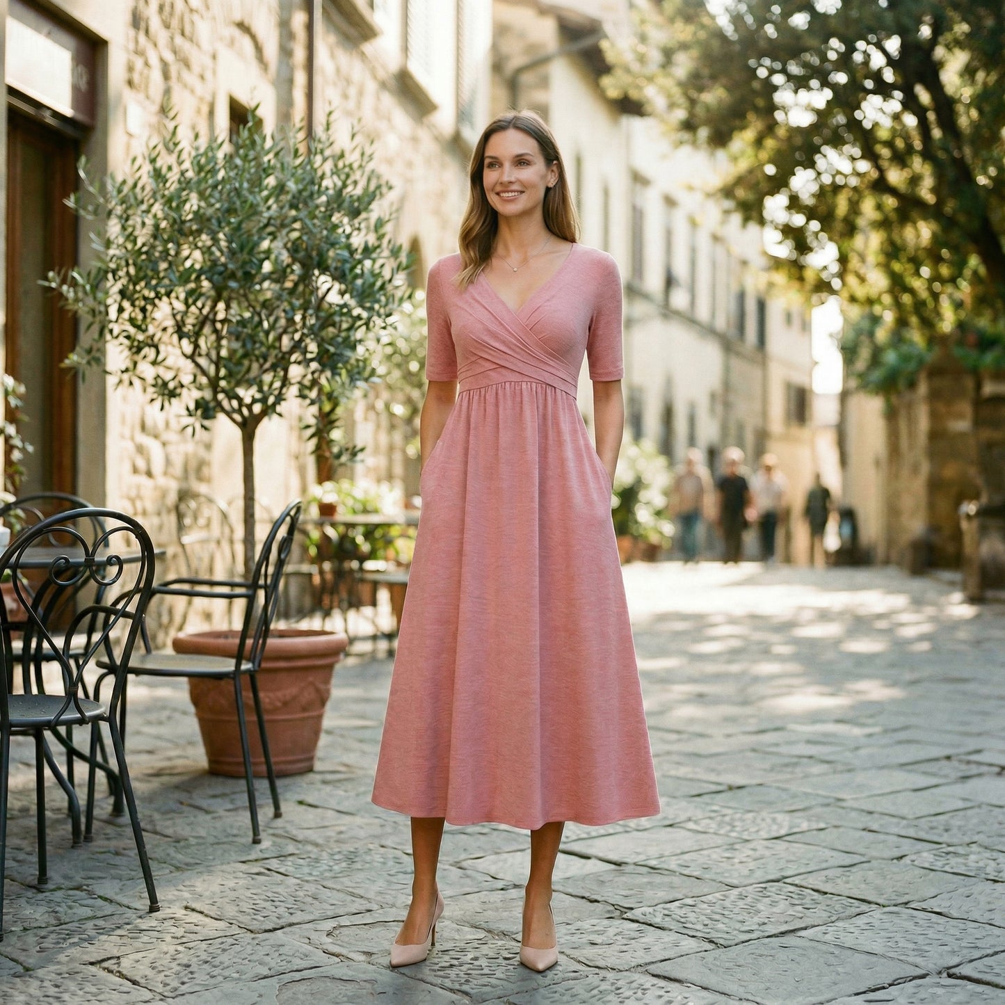 Elegant Wrap Front Summer Dress