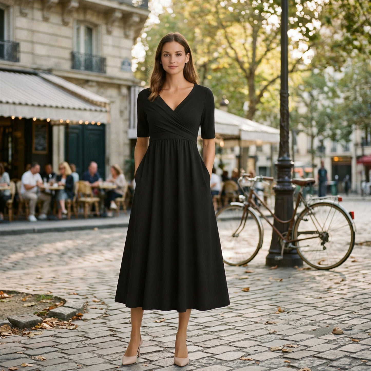 Elegant Wrap Front Summer Dress