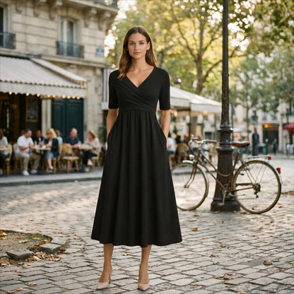 Elegant Wrap Front Summer Dress
