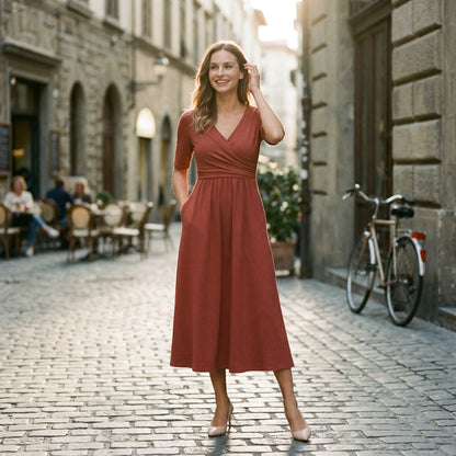 Elegant Wrap Front Summer Dress