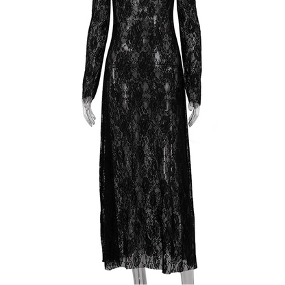 Elegant Black Lace Formal Dress 4