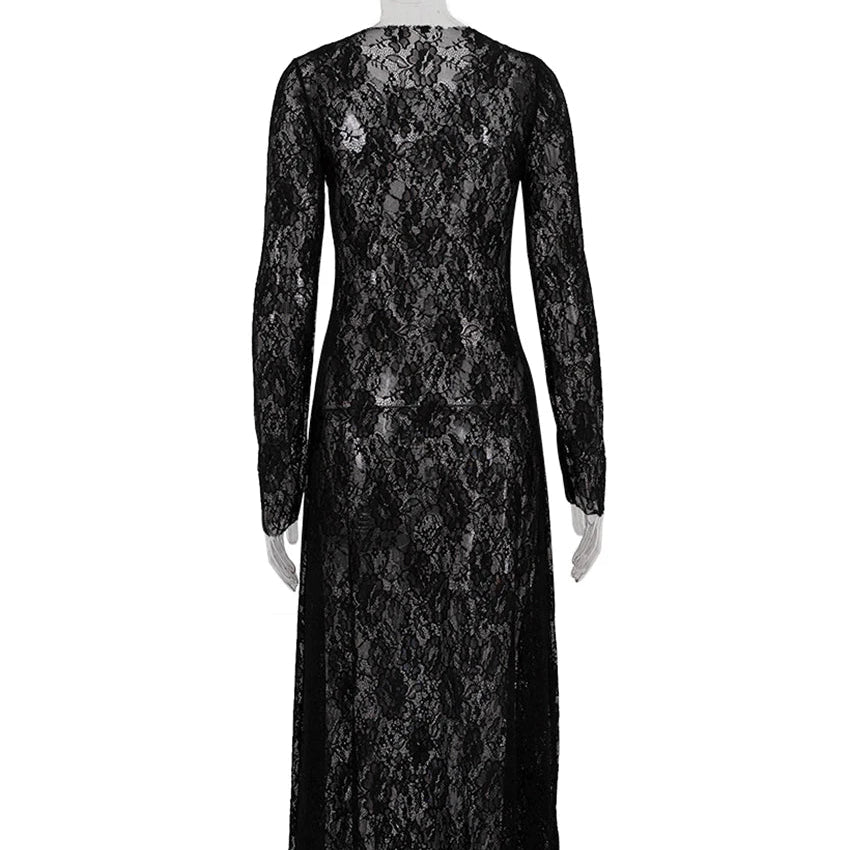 Elegant Black Lace Formal Dress 5