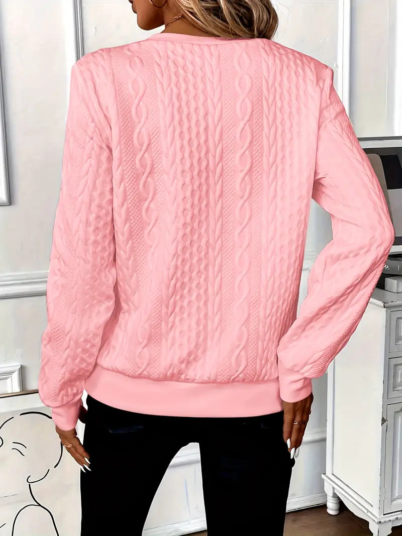 Rosalind - Women's Cable Texture Ring Zip Pullover - view 10